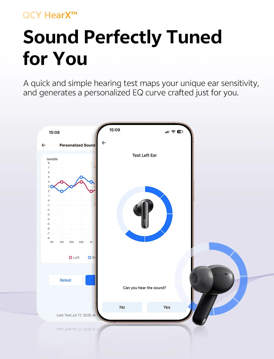 QCY MeloBuds N70 Adaptive ANC Wireless Earbuds Bluetooth 6.0 LDAC Hi-Res Audio 6 Mics Wireless Charging Earphones 50Hrs IPX5