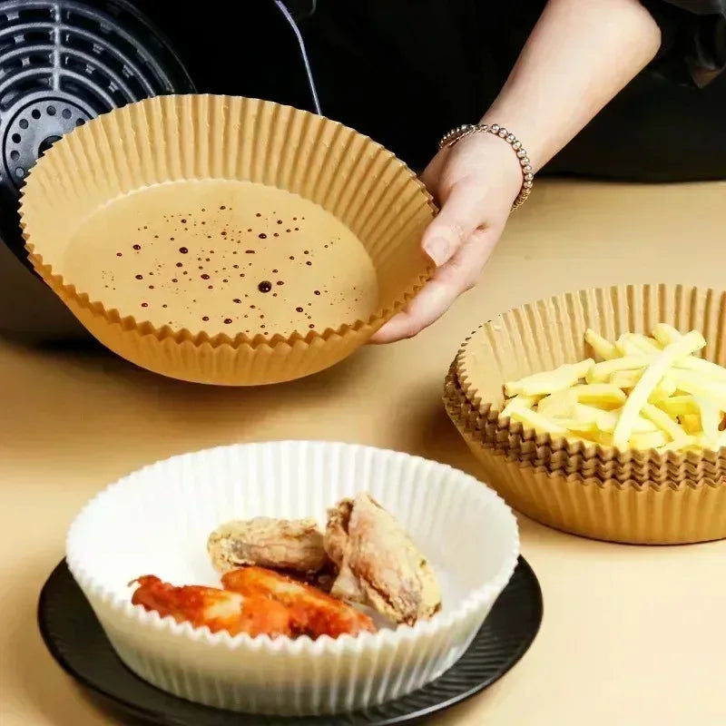 50/100/200Pcs Air Fryer Baking Paper Non-Stick Airfryer Baking Papers Round Air-Fryer Paper Liners Paper Kitchen Accessories