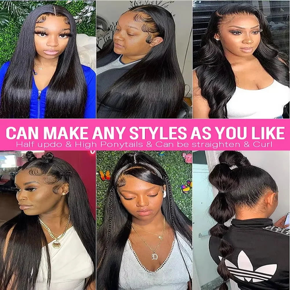 46 Inch 13x6 Lace Front Wigs Natural Human Hair 220 Density Straight HD Lace Front Wigs Pre Plucked Straight Glueless Human Hair