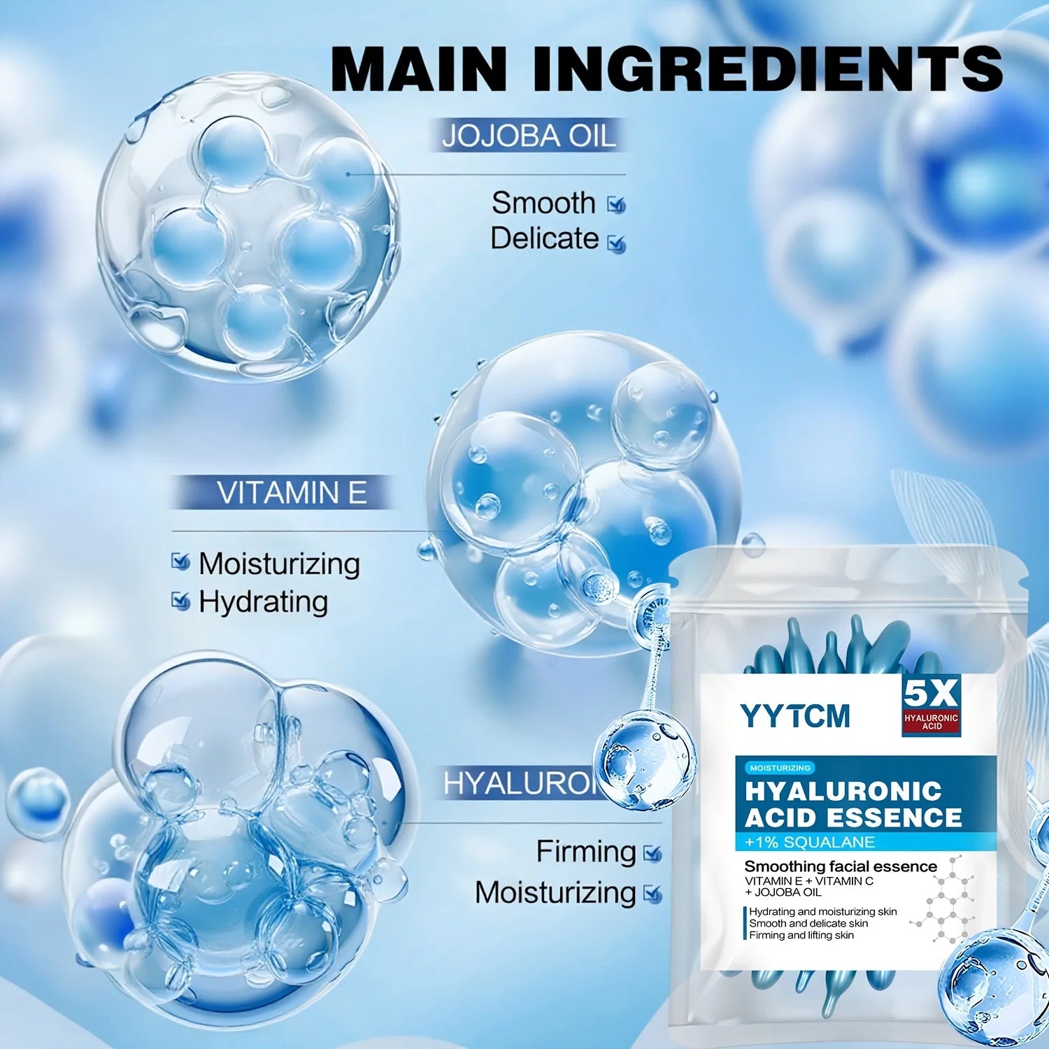Hyaluronic acid deep moisturizing capsule essence, deep moisturizing and brightening skin essence (0.4gx30 capsules)/bag -1 bag