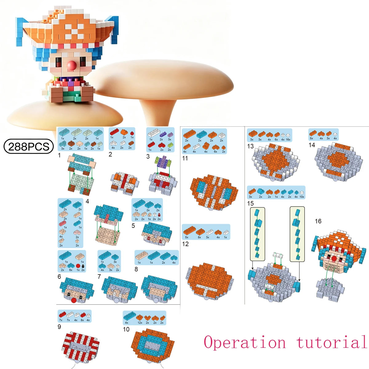 ONE PIECE Sun God Nika Luffy Micro Building Block Chopper Ace Buggy 3D Anime Model Assembly Mini Bricks Figure Toys For Gift
