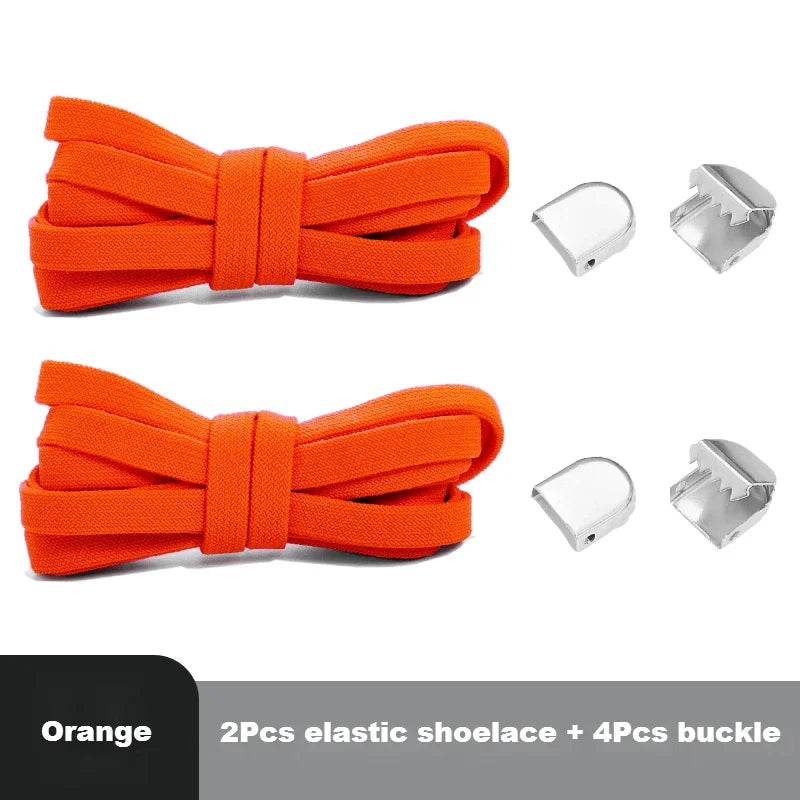 1 Pair Flat Elastic No-Tie Shoe Laces for Sneakers Tennis Shoes Quick Clip-On Shoelaces Accessories for Kids & Adults
