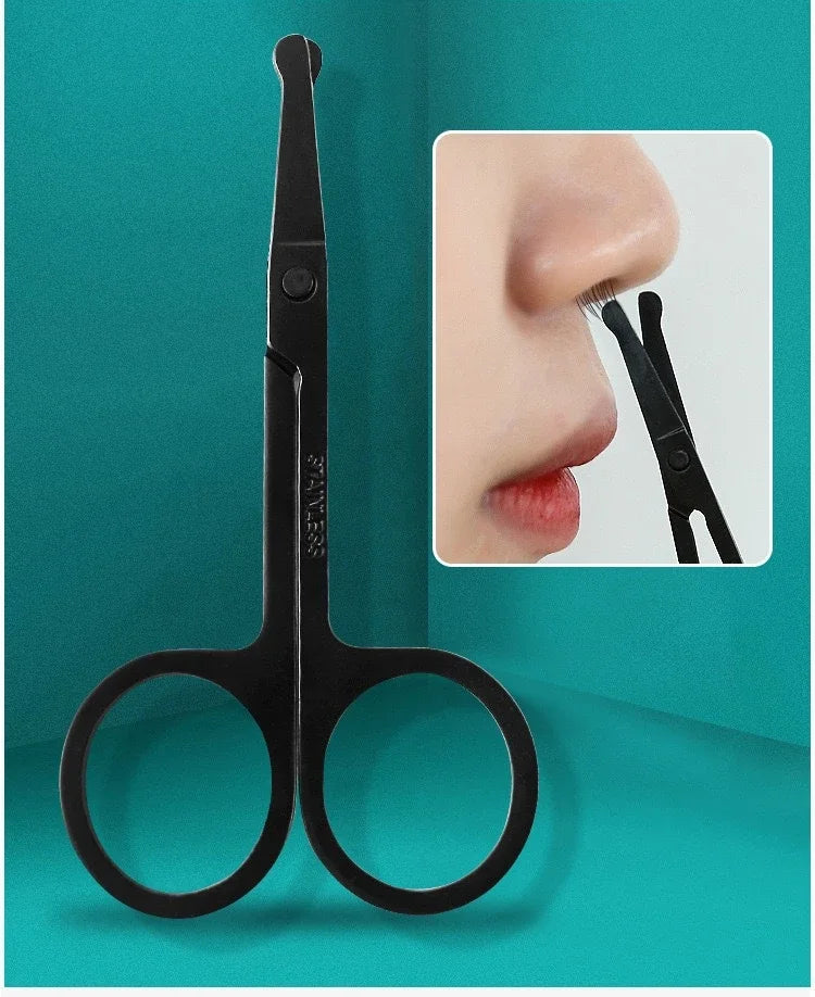 Black Round Head Nose Hair Trimmer, Stainless Steel Safety Nose Trimmer for Men & Women