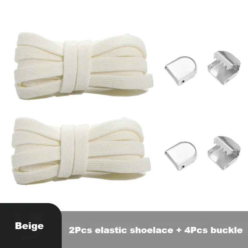 1 Pair Flat Elastic No-Tie Shoe Laces for Sneakers Tennis Shoes Quick Clip-On Shoelaces Accessories for Kids & Adults