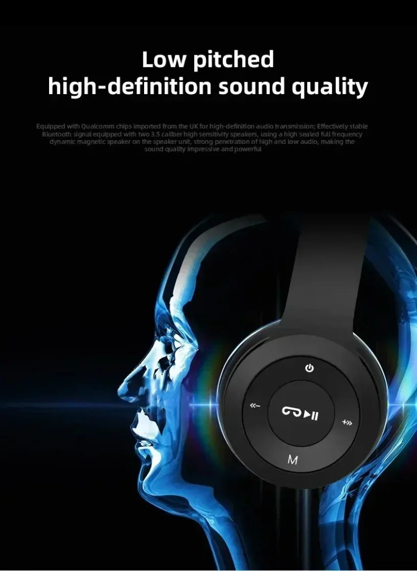 Multifunctional Portable Foldable Headmounted Wireless Bluetooth 5.0 Headset For Bluetooth connection TF Card Wired Connection
