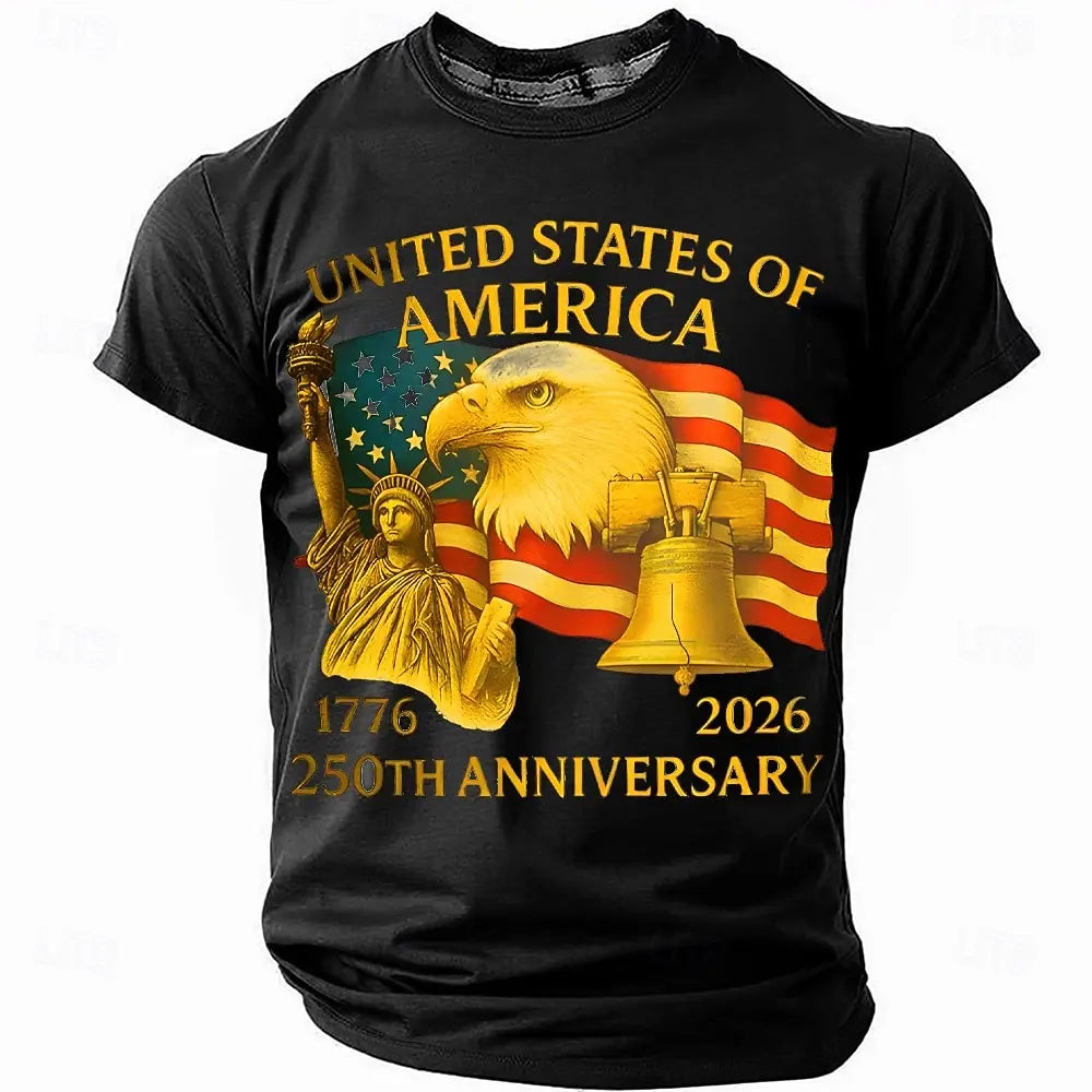 America 250th Birthday Eagle Flag 250 Years 1776-2026 Unisex Men's T-Shirts Casual Style Man Women Tees Vintage Men's Clothing