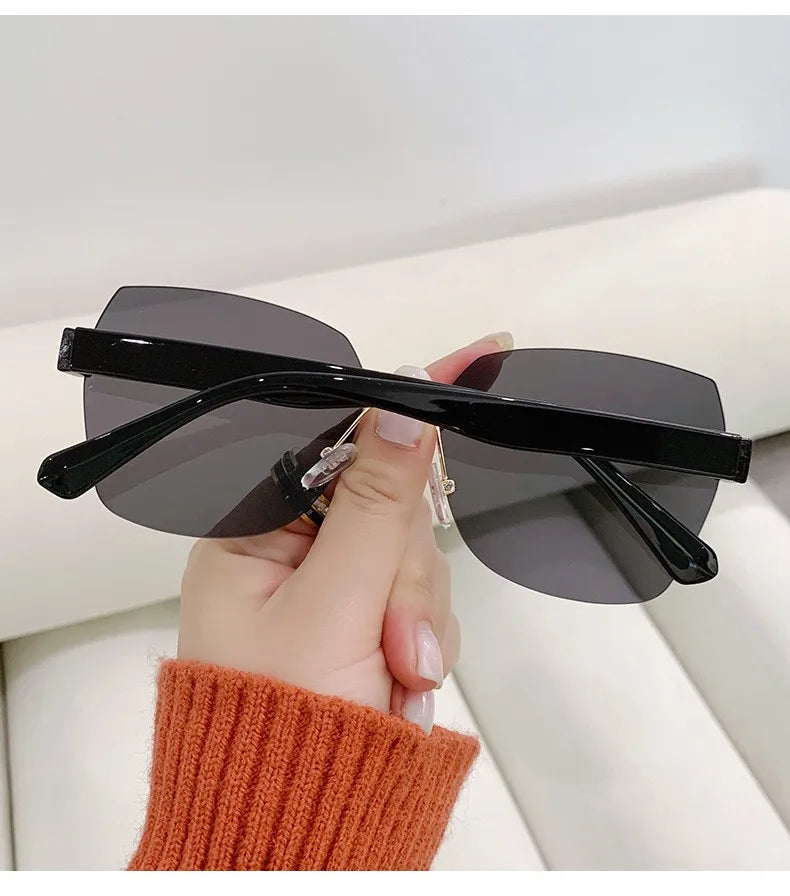Women's Irregular Frameless Sunglasses; Daily Korean Fashion Multi-sided Polygon Driving Sun Glasses For Sun Protection 9225