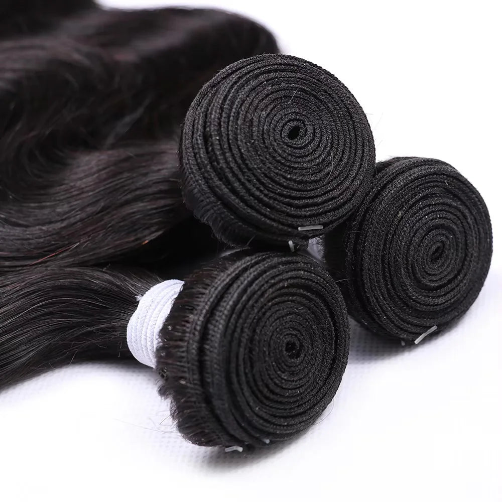 32 32 34 36 38 40 Inch Body Wave Bundle Human Hair Brazilian Hair Natural Black Water Wavy Weave 3/4 Pcs Bundles Extensions For Women Brazilian Remy Unprocessed Human Hair Wavy Double Drawn Bundles Weave Extensions