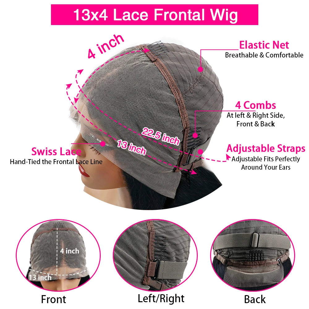 #4 Chocolate Brown Body Wave Human Hair Wig 13x6 HD Lace Frontal Human Hair Wigs 200 Density 46 Inch Remy Hair Wigs For Women