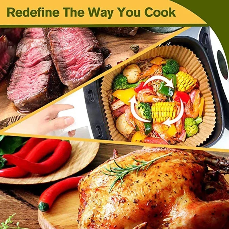 50/100PCS Air Fryer Disposable Paper Square Round Baking Paper Barbecue Plate NonStick Mat Kitchen Oven Oil Absorbing Paper Tool