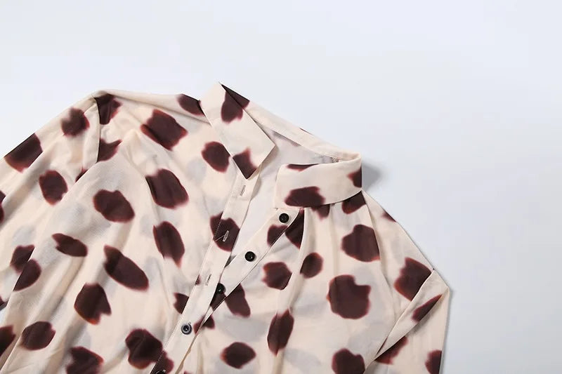 Sexy Printed With Detachable Scarf Women's Shirt Dress Lapel Collar Full Sleeve Button Mini Dresses 2026 Summer Chic Female Robe