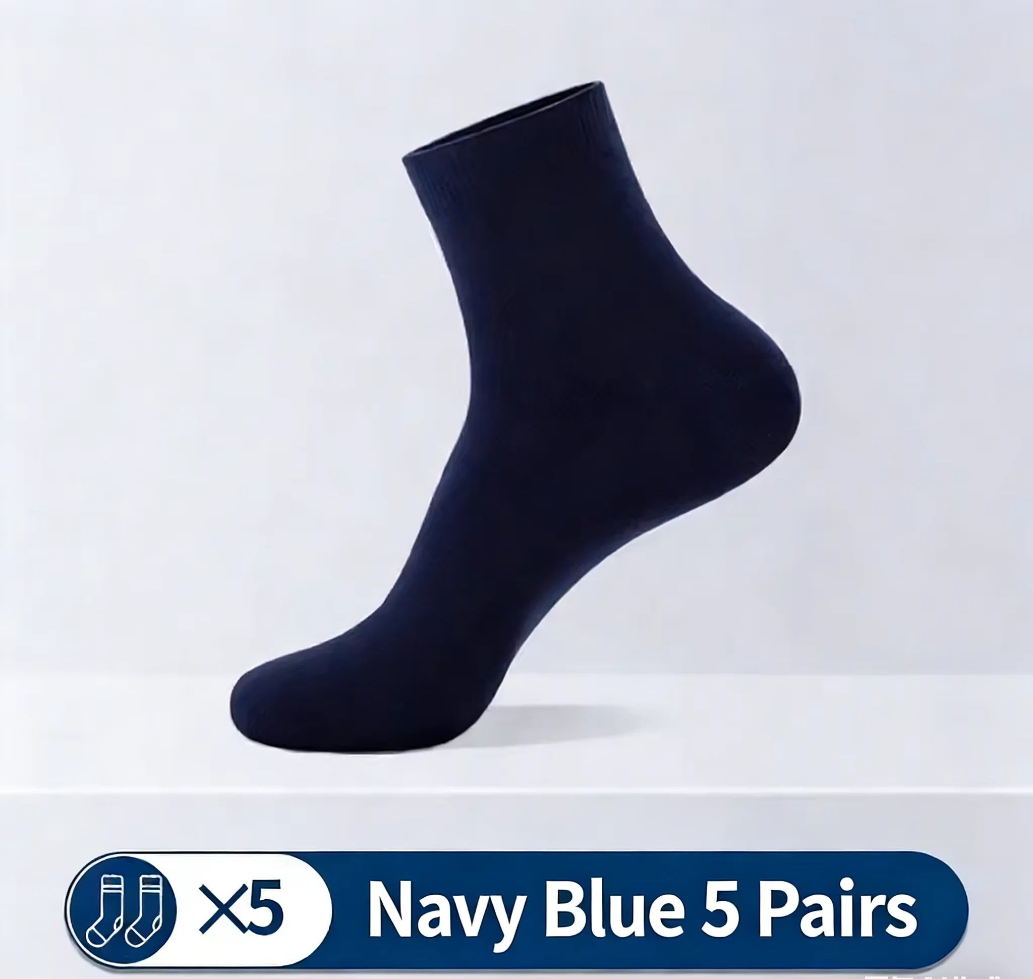 5 pairs of men's mid-calf socks, pure cotton sweat-absorbing odor-resistant autumn/winter business socks for all seasons