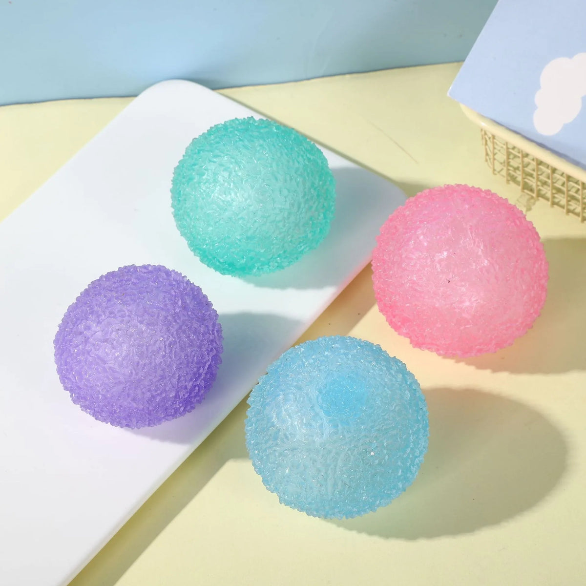 Ice Ball Maltose Squishy Toys Blue Mochi Sensory Fidgets Toy Simulated Transparent Anti Stress Slow-rebound Decompression Toy
