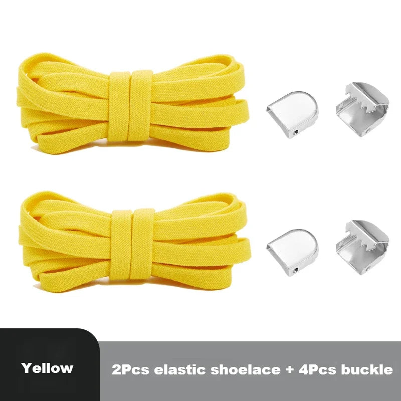 1 Pair Flat Elastic No-Tie Shoe Laces for Sneakers Tennis Shoes Quick Clip-On Shoelaces Accessories for Kids & Adults