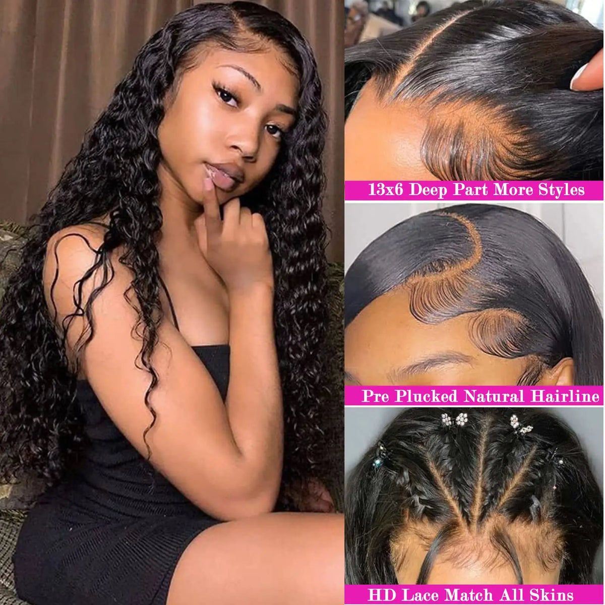 13x4 Deep Wave Lace Front Wig Human Hair 13x6 HD Lace Frontal Wig with Baby Hair Brazilian 180% Density Pre Plucked Glueless Wig