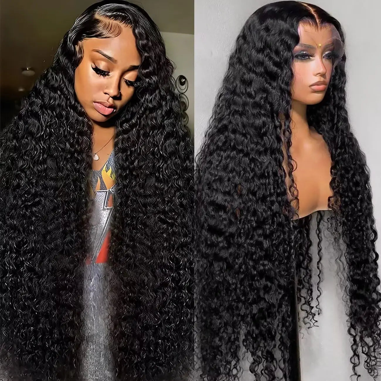 Premium 250 Density Deep Wave Human Hair Wigs 40 Inch Extra Long Natural Bouncy Texture 13x4 13x6 HD Lace Frontal Durable Versatile Women Wigs