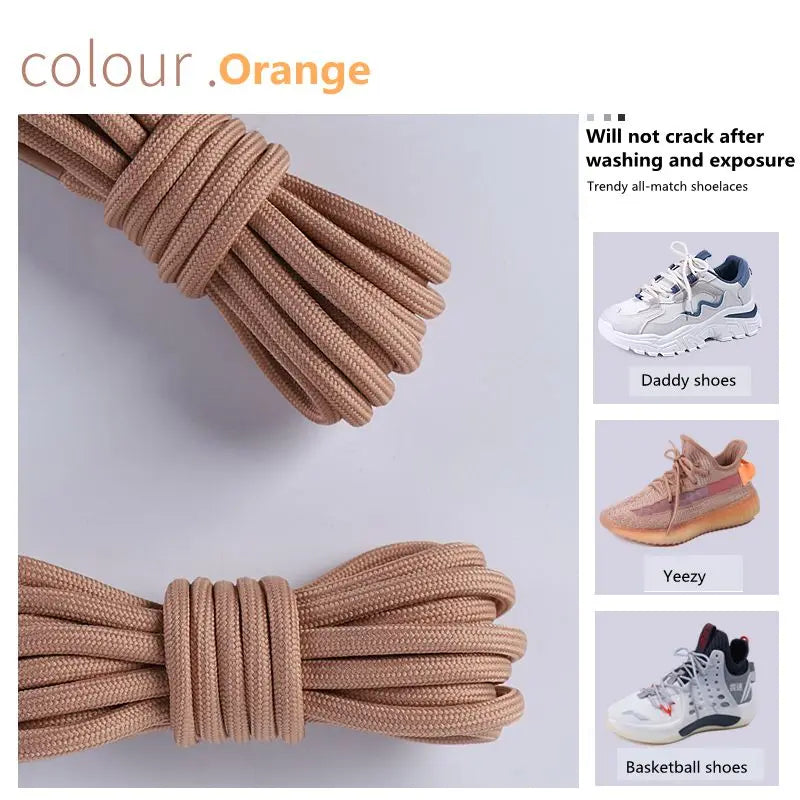 1 Pair New Round Shoe laces for Sneakers Yezy 350 Original Shoelaces for Shoes Polyester Solid Off White Laces Sport Shoestrings