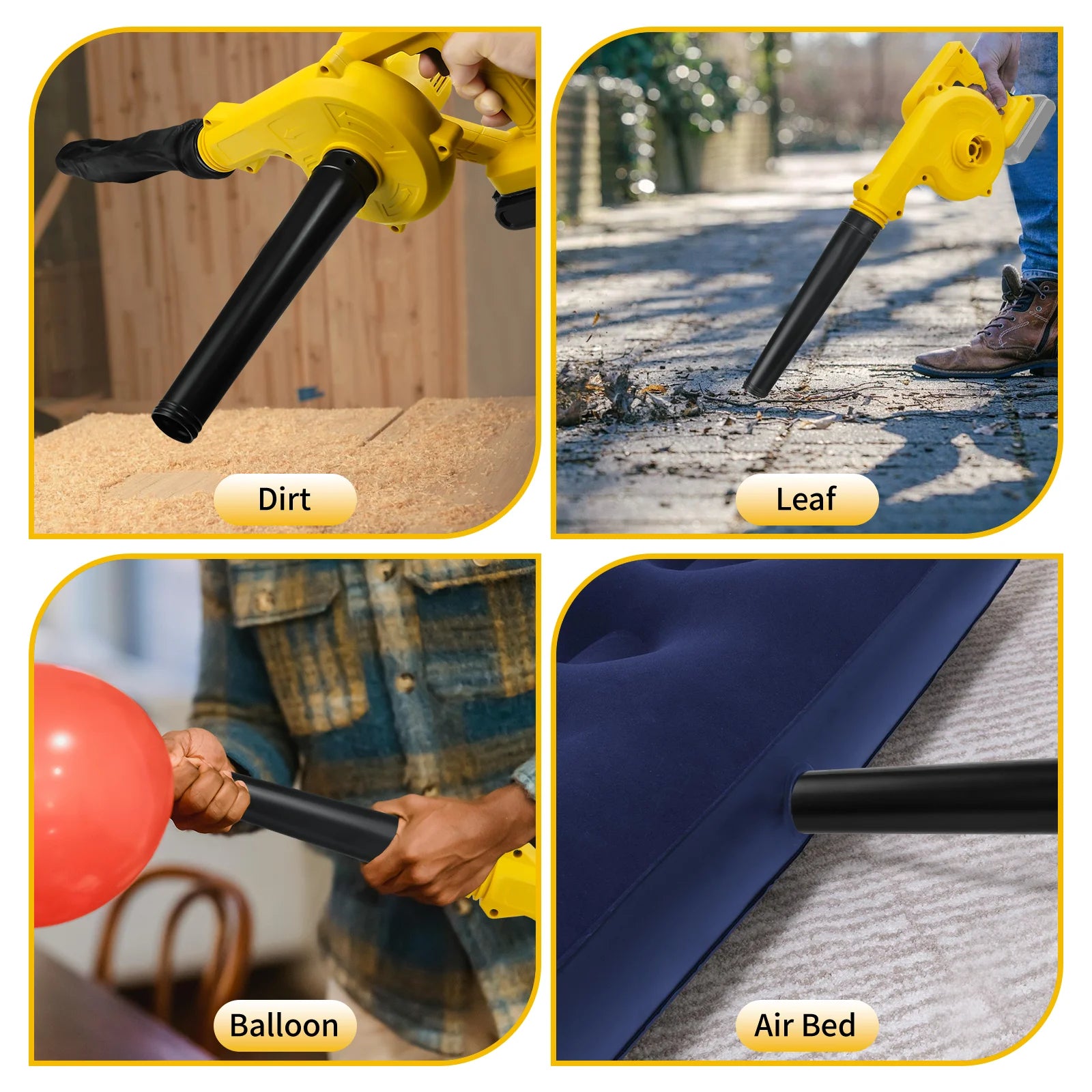 Cordless Leaf Blower Electric Jobsite Air Blower 2-in-1 Handle Electric Blower and Vacuum Cleaner for Dewalt 20V Battery Pin