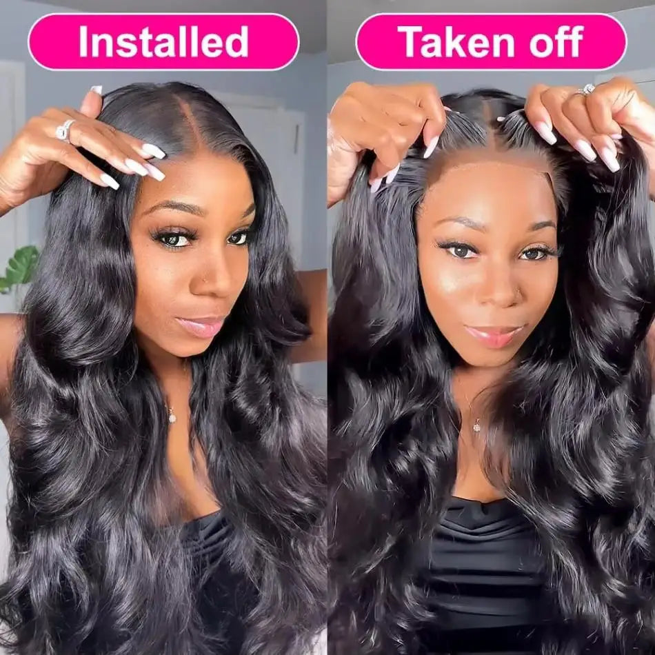 210 Density Glueless Wigs Human Hair Body Wave Lace Front Wigs Human Hair Pre Plucked 4x4 HD Lace Frontal Wigs