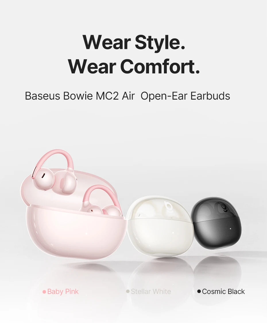 Baseus Bowie MC2 AIR Clip-on TWS Earbuds Ear Clips Wireless Earphones Bluetooth 6.0   Open Earrings 4 Mic ENC Sports Headphones