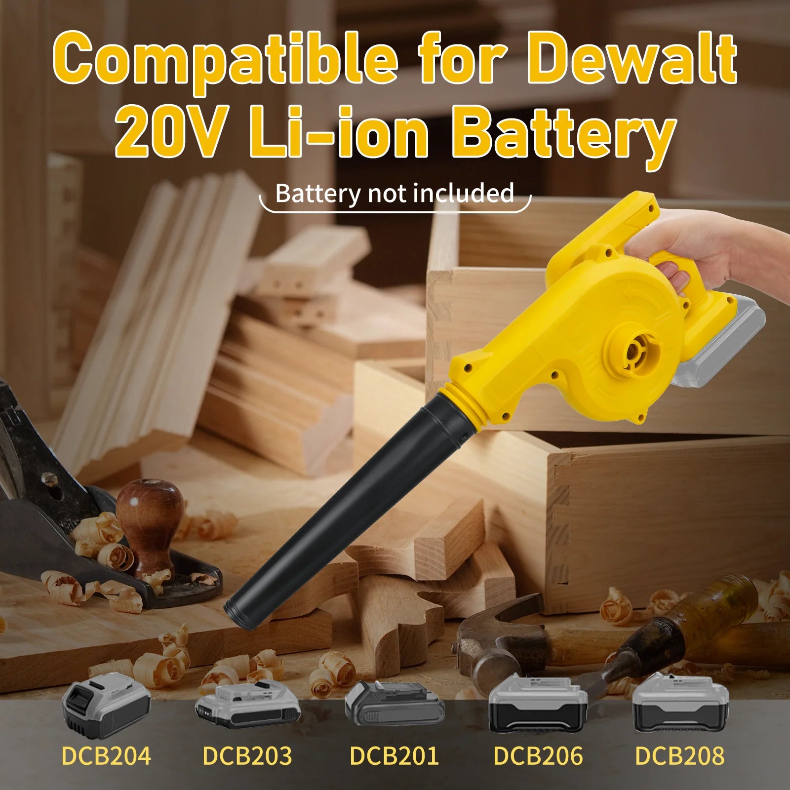 Cordless Leaf Blower Electric Jobsite Air Blower 2-in-1 Handle Electric Blower and Vacuum Cleaner for Dewalt 20V Battery Pin