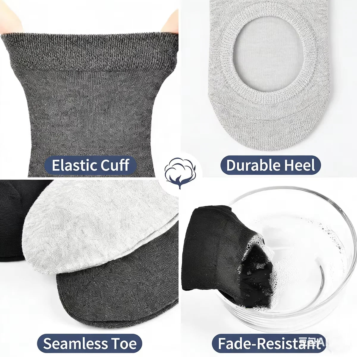 5 pairs of men's mid-calf socks, pure cotton sweat-absorbing odor-resistant autumn/winter business socks for all seasons
