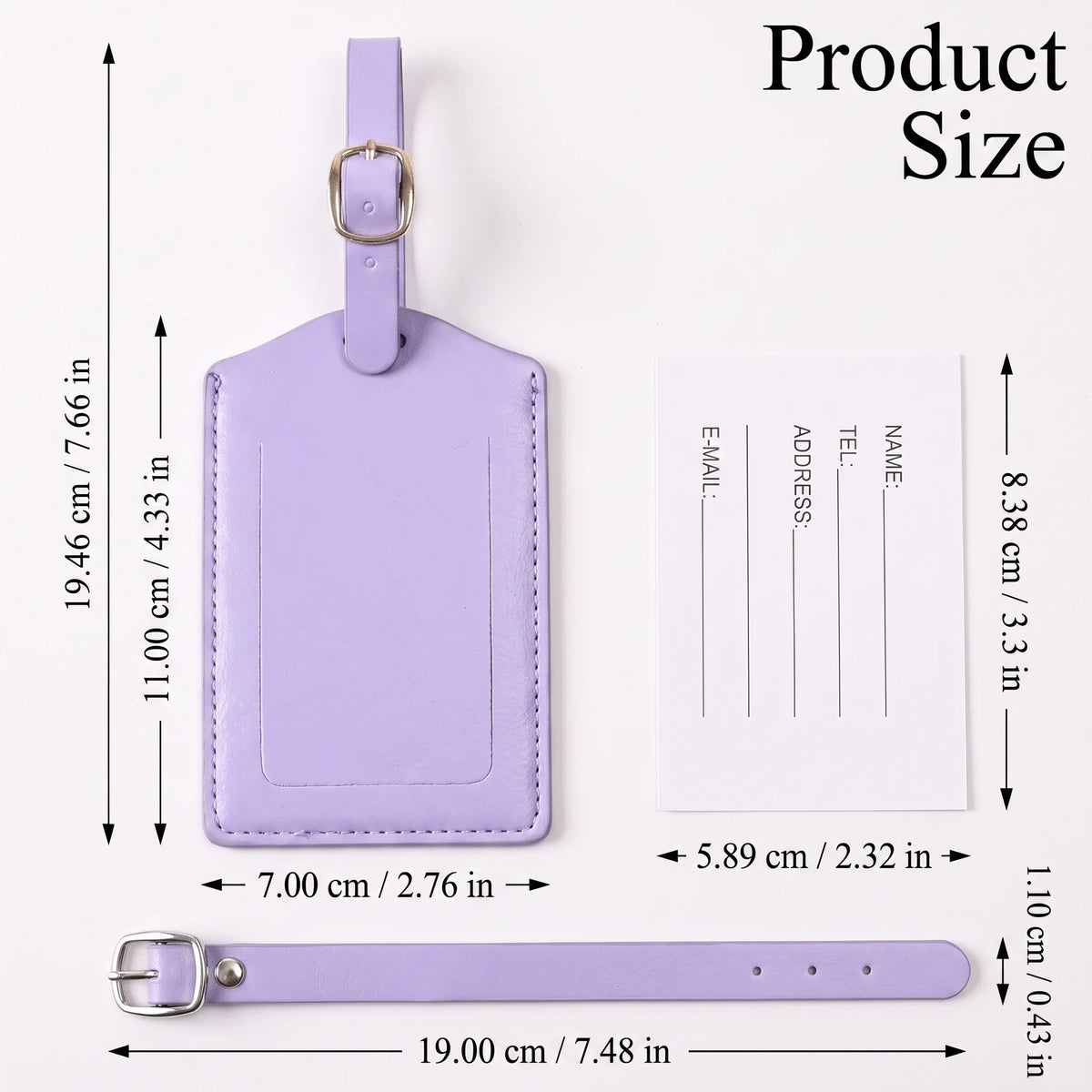 3/5/8/10PCS PU Leather Privacy Luggage Tag Adjustable Metal Buckle Anti-lost Suitcase ID Name Label Colorful Travel Baggage Tags