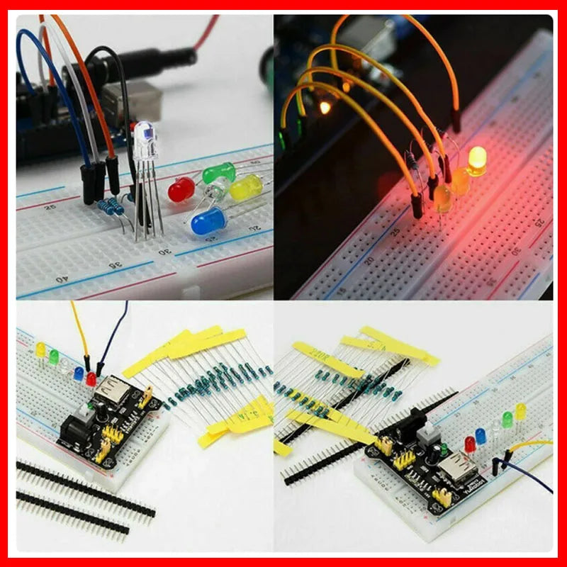 Electronic Components 830 Hole-Breadboard Kit Electrolytic Capacitor Resistor LED MB-102 for UNO R3 Component Pack Beginner Kit