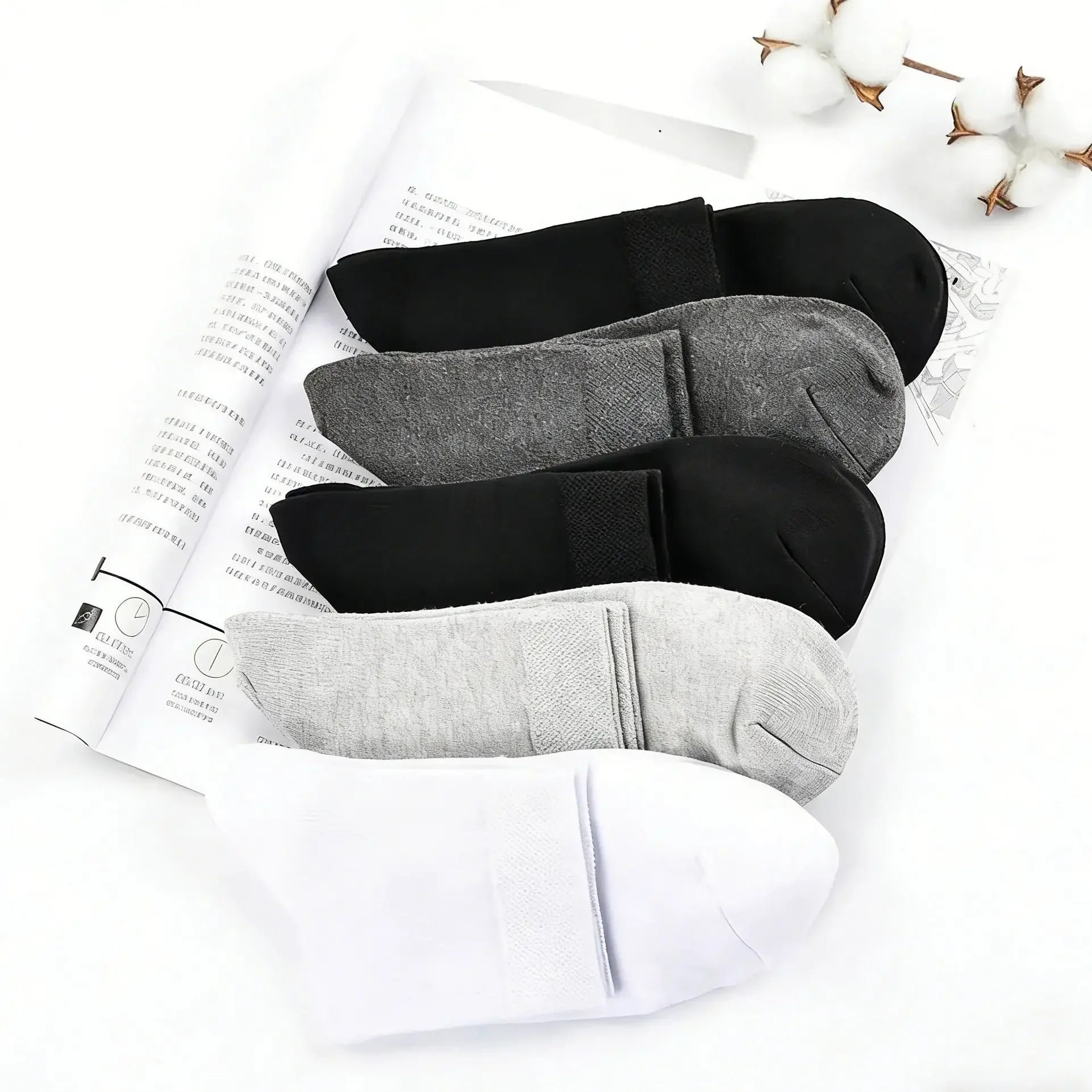 5 pairs of men's mid-calf socks, pure cotton sweat-absorbing odor-resistant autumn/winter business socks for all seasons