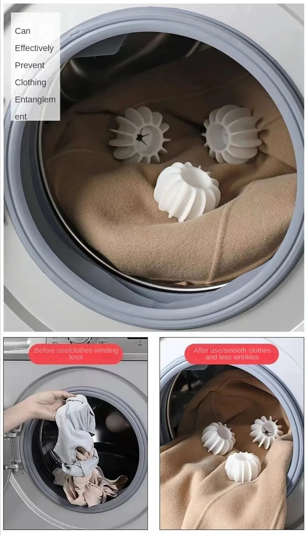 1/3/5Pcs Magic Laundry Balls Clothes Stain Removal Silicone Reusable Washing Ball for Knot Prevention Hair Catcher Cleaning Tool