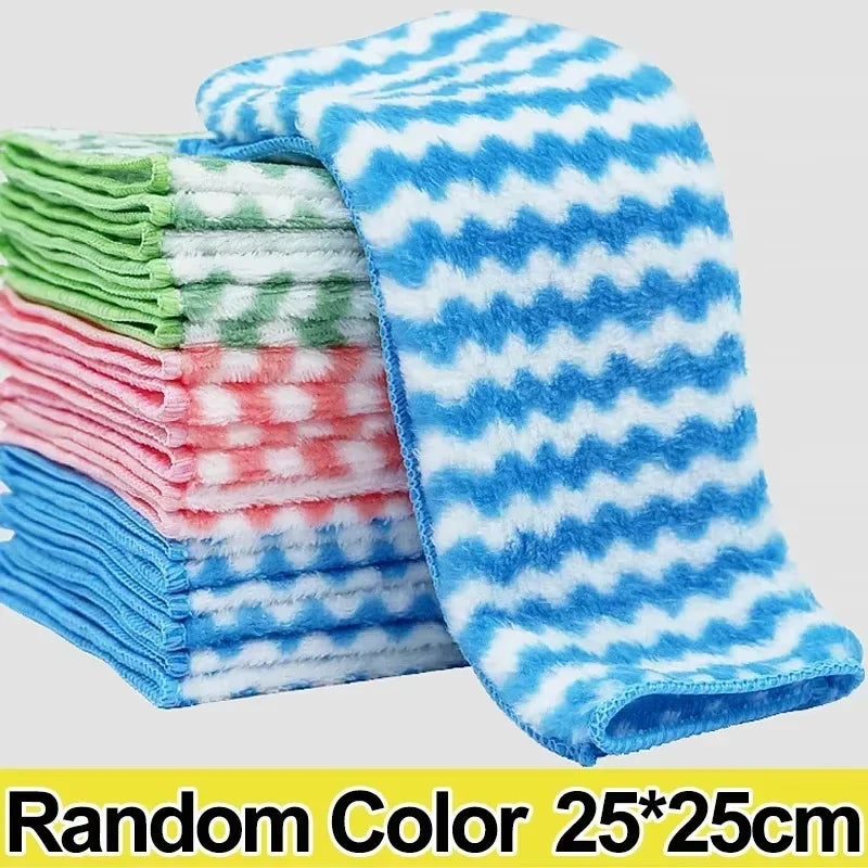 5/10/20pcs Kitchen Towel, Ultra-fine Fiber Light Gray Cleaning Cloth Set, Absorbent, Soft And Stain-removing Cloth
