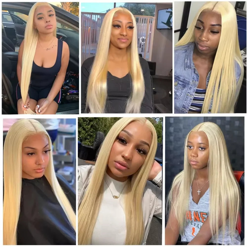 1/3/4 Brazilian Hair Bundles Bone 613 Honey Blonde Straight Weave Remy Human Hair Double Weft 30 36 40 Inch Bundle Weaving
