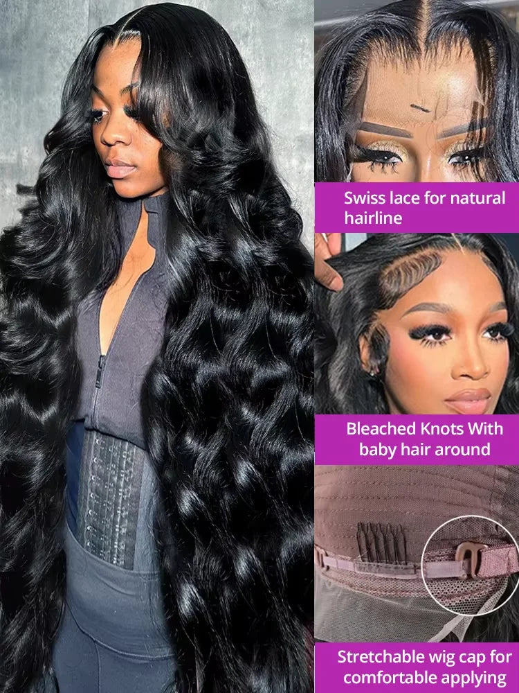 Wet And Wavy Lace Frontal Wig Human Hair 13x6 Raw Hd Transparent Body Wave Human Hair Wigs 40 Inch 13x5 Lace Front Wig For Women