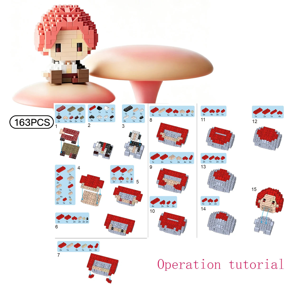 ONE PIECE Sun God Nika Luffy Micro Building Block Chopper Ace Buggy 3D Anime Model Assembly Mini Bricks Figure Toys For Gift