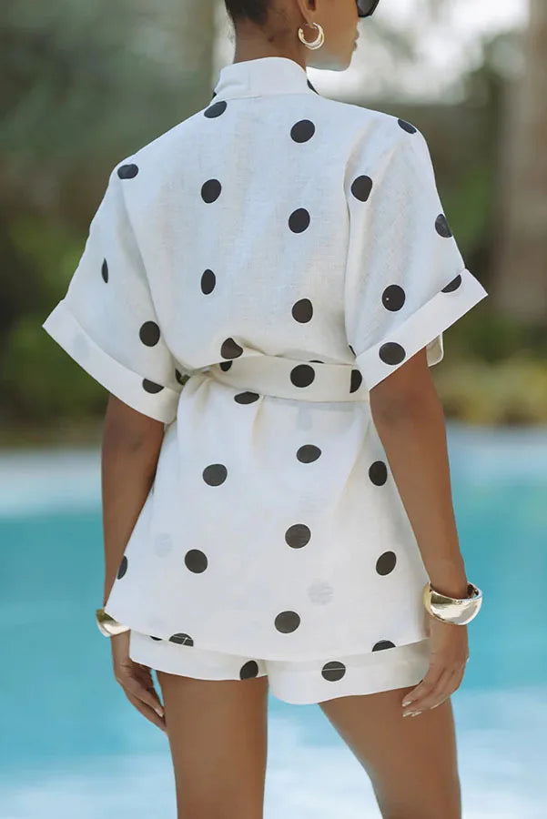 2026 Casual Women's Matching Sets 2 Pieces Set For Woman Two Piece Outfit Simple Style Home Clothing Polka Dots Printed Vacation