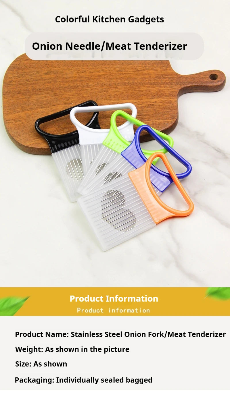 Effortlessly Slice Onions with this 1pc Colorful Onion Slicer Kitchen stainless steel potato chip onion holder
