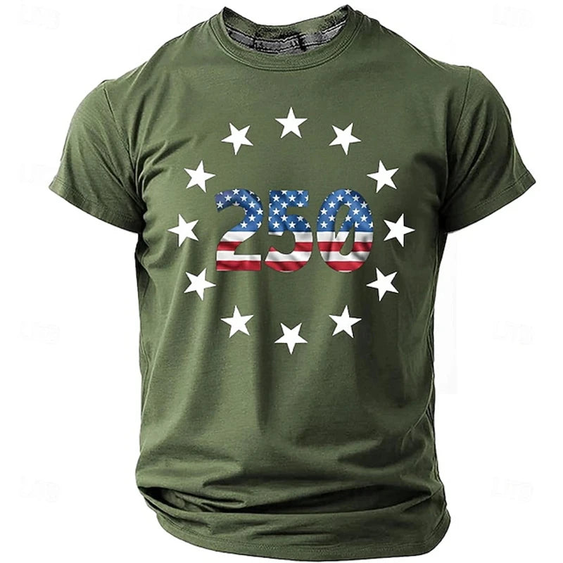 Vintage 250 Years T Shirt For Men Women 3D Print We The People USA Flag Pattern Top For Street Fashion And Holiday Outfits Tops