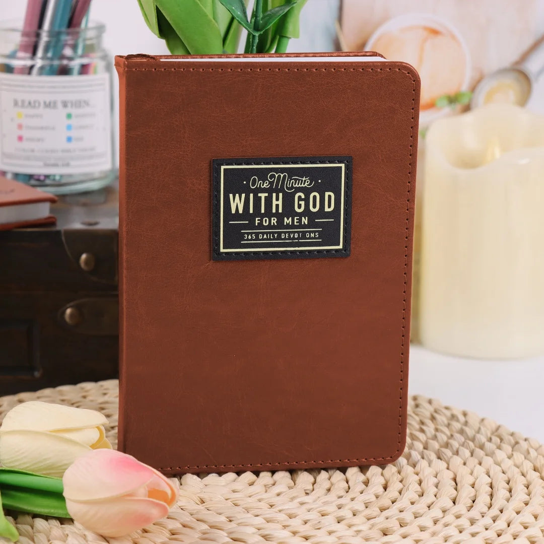 One Minute with God for Men 365 Devotions, Brown Faux Leather Flexcove Books