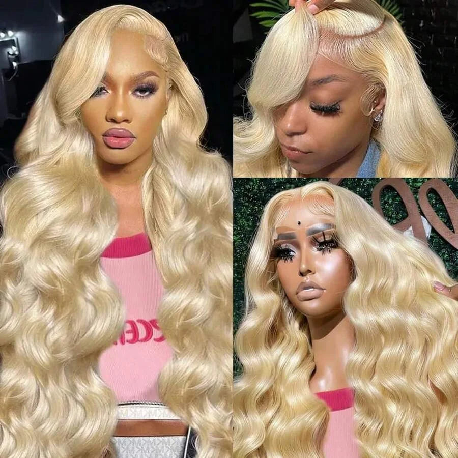 613  Human Hair Body Wave 13x6 Lace Front Wig  Blonde Lace Frontal Wigs for Women 250 Density Natural Hairline With Baby Hair