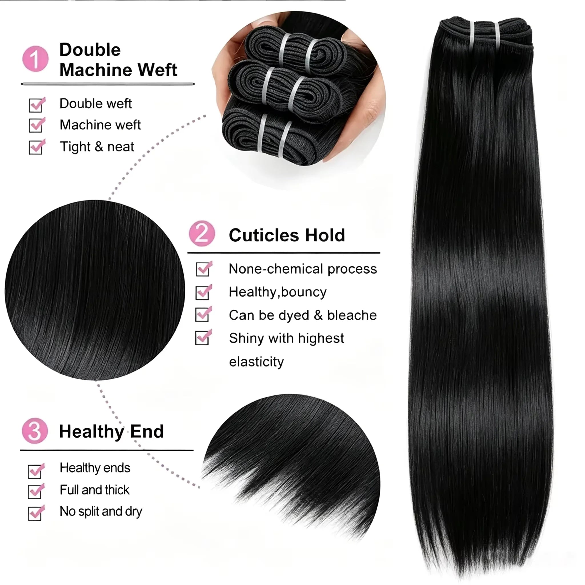 16A Straight Bundles Human Hair Brazilian Remy Weave Raw Hair 3 4 5 Pcs 100% Unprocessed Double Weft Human Hair Bundles Extensions Natural Black