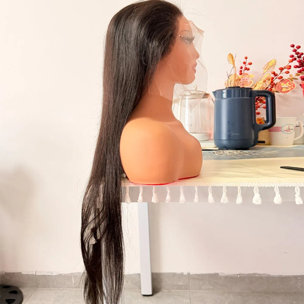 40 Inch Bone Straight Human Hair Wig 13x4 13x6 HD Transparent Lace Wigs Brazilian Full Lace Frontal Wig For Women 300% Density