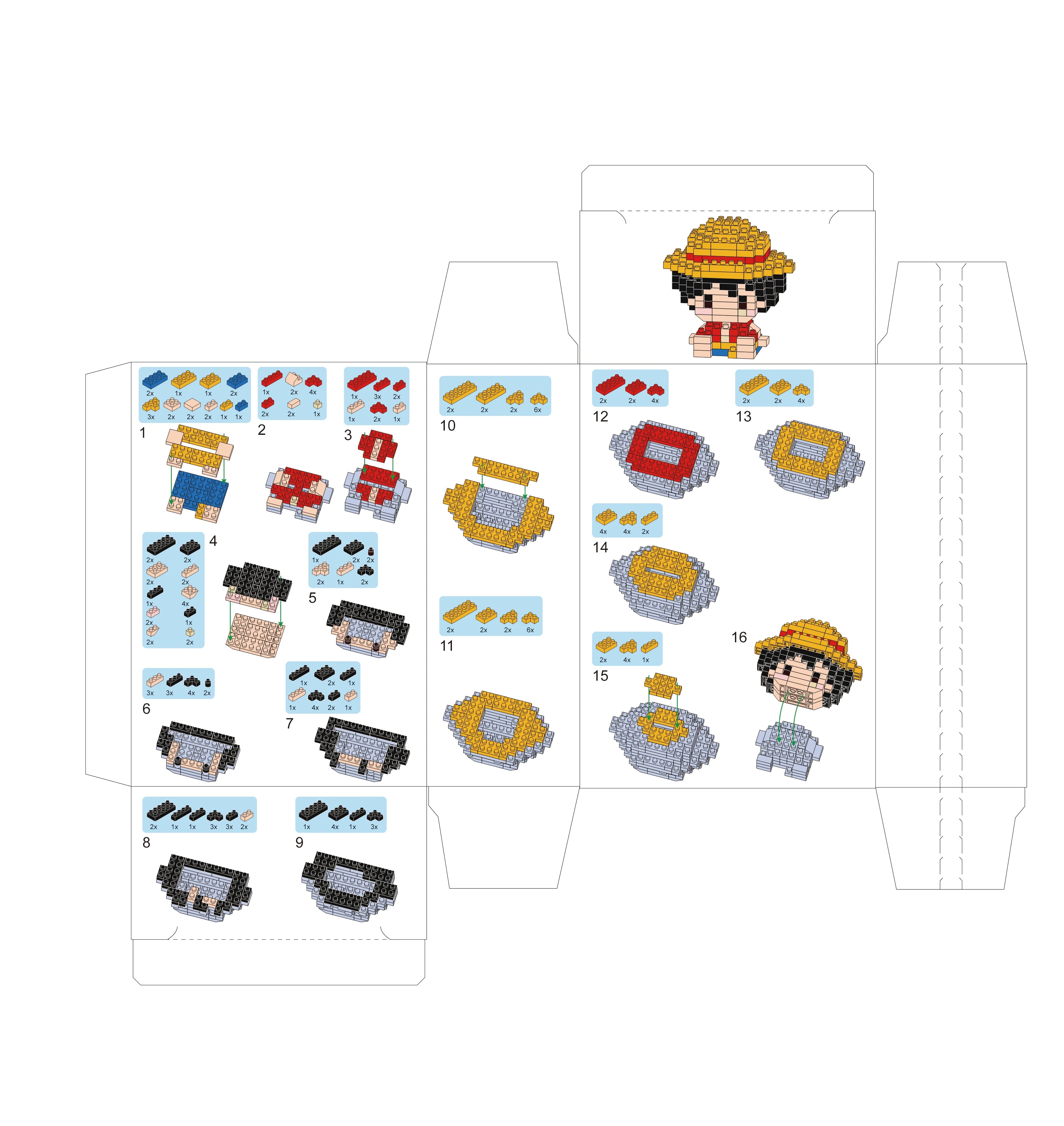 ONE PIECE Sun God Nika Luffy Micro Building Block Chopper Ace Buggy 3D Anime Model Assembly Mini Bricks Figure Toys For Gift