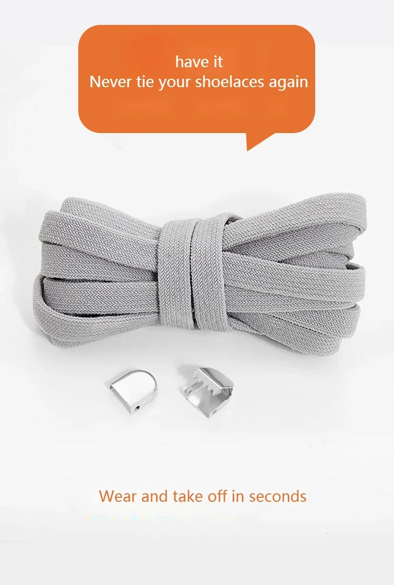 1 Pair Flat Elastic No-Tie Shoe Laces for Sneakers Tennis Shoes Quick Clip-On Shoelaces Accessories for Kids & Adults
