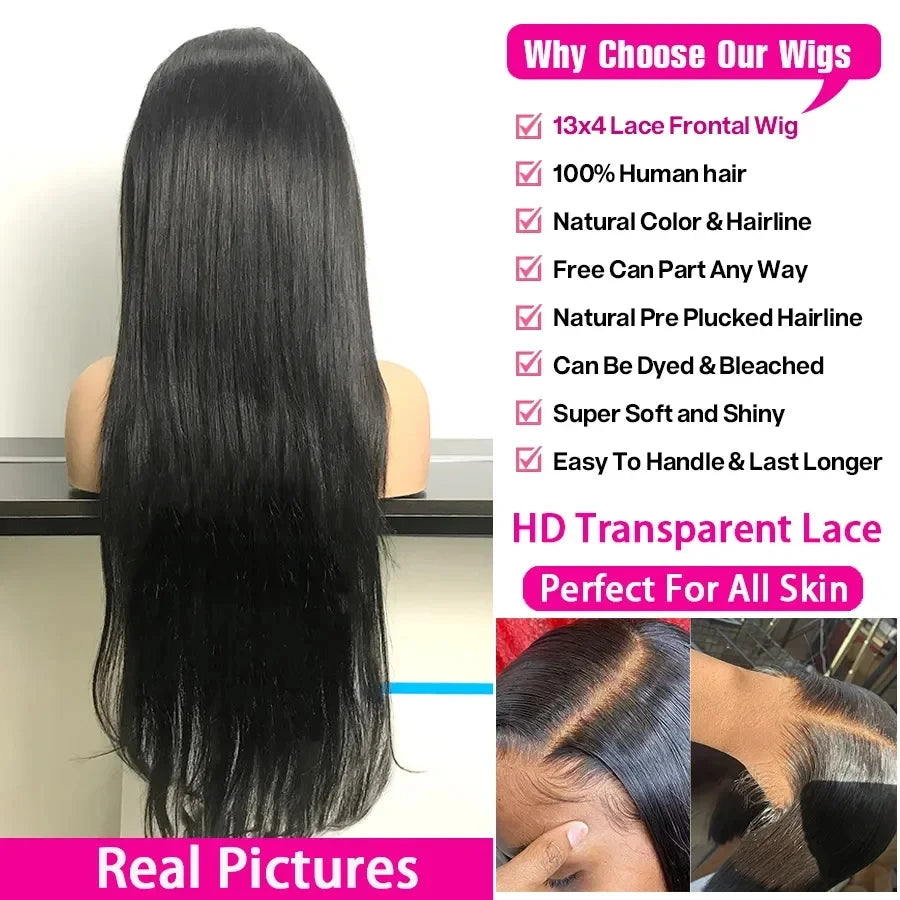 250% Density 40 Inch Body Wave Human Hair Wig Brazilian Pre Plucked 13x4 13x6 HD Transparent Lace Frontal  Wigs For Black Women