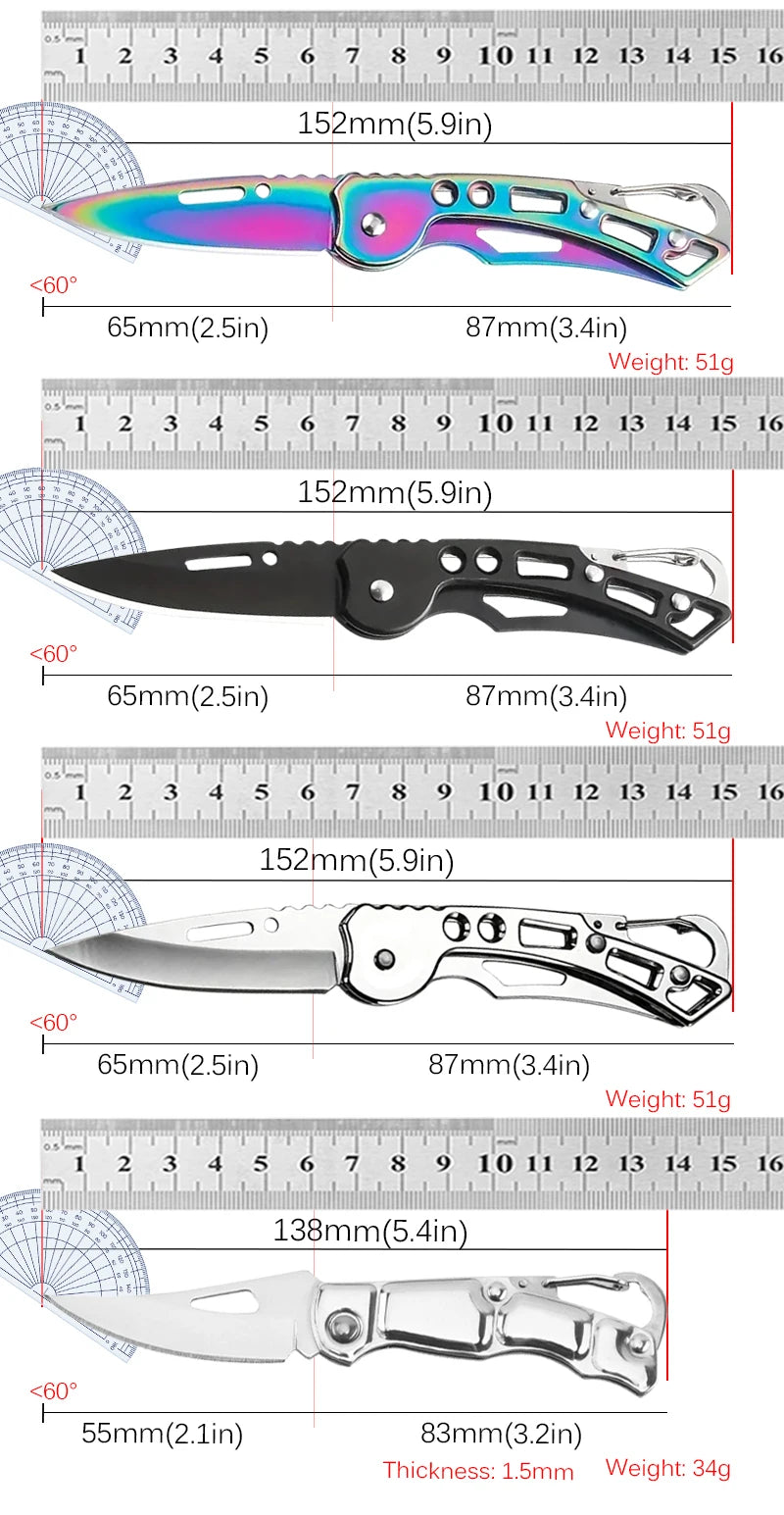 Folding Fruit Knife Stainless Steel Meat Cleaver Kitchen Knife with Non-slip Handle for Kitchen Accessories Pocket Knife