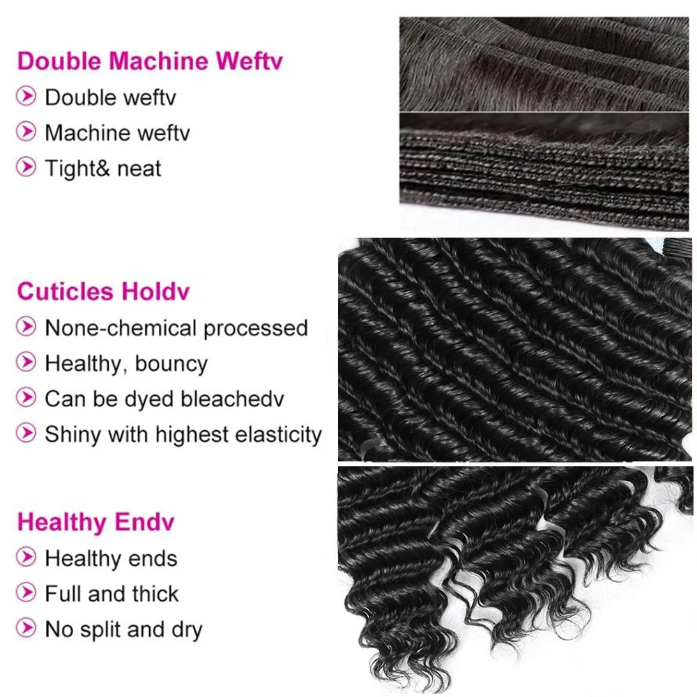 Burmese Curly Bundles Human Hair 30 34 40 Inch Deep Wave Raw Hair Bundles Unprocessed Double Weft Hair Extensions Weave