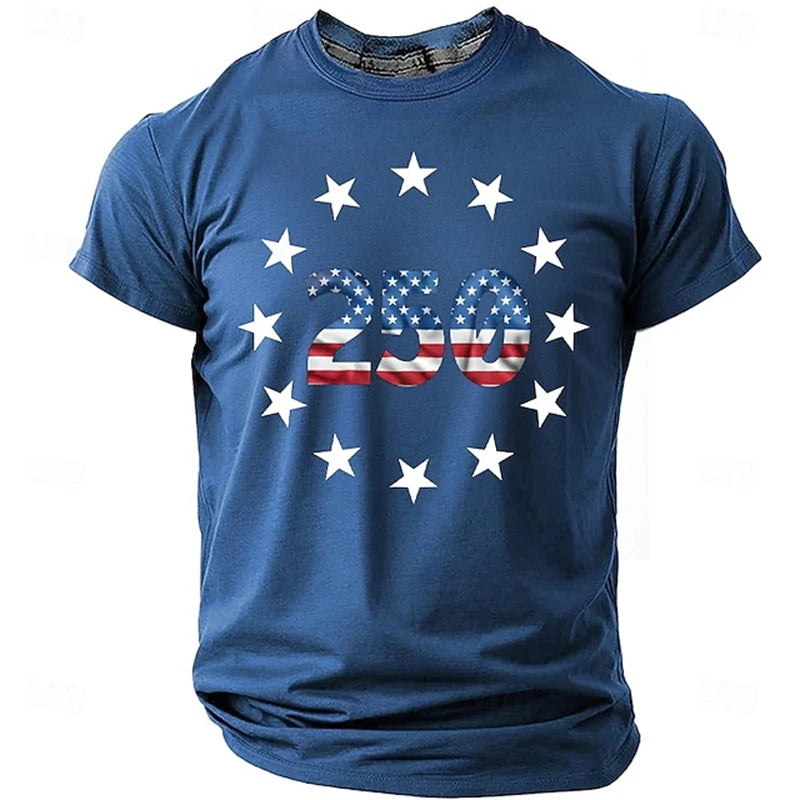 Vintage 250 Years T Shirt For Men Women 3D Print We The People USA Flag Pattern Top For Street Fashion And Holiday Outfits Tops