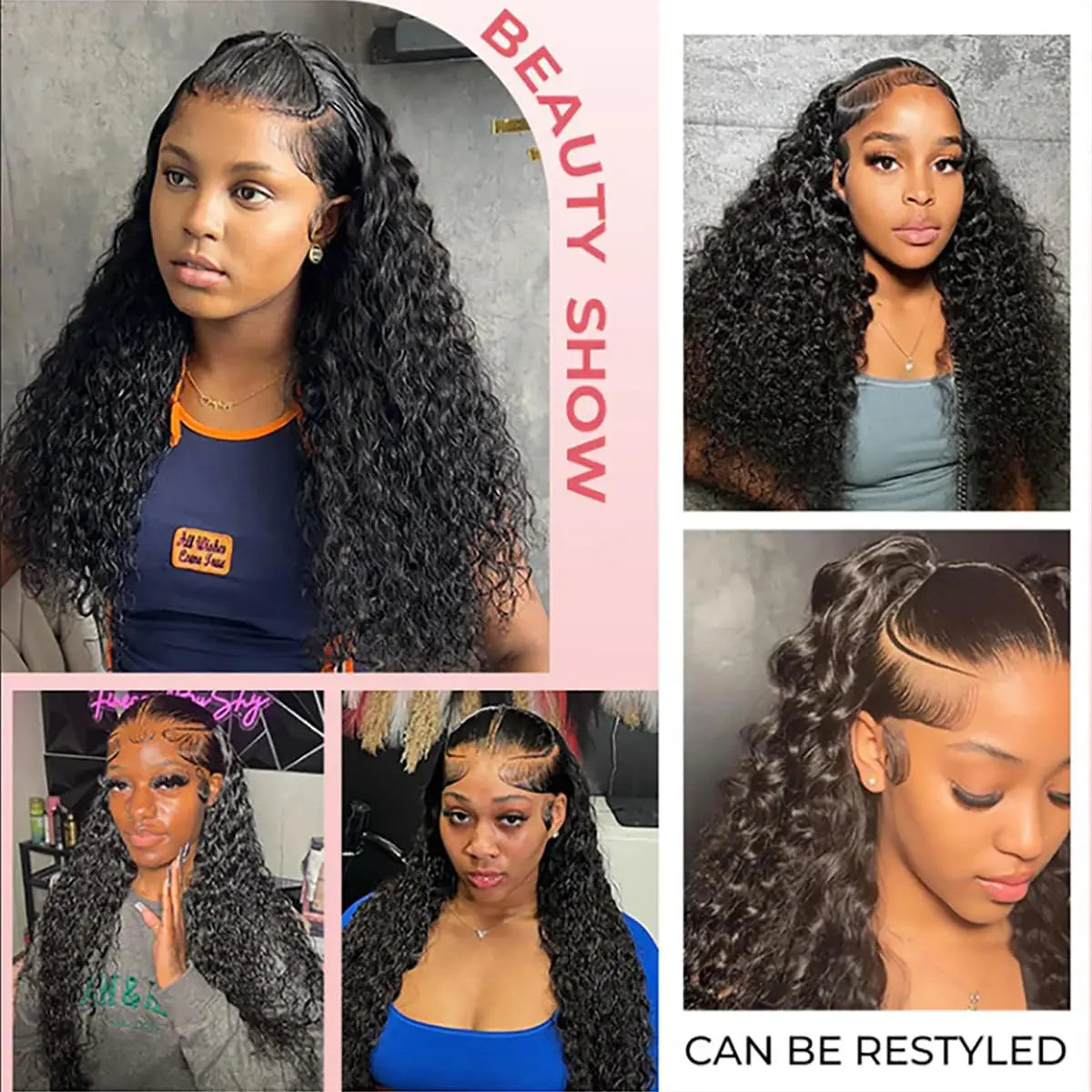 13x6 Burmese Curly Wig Lace Frontal 250% Density 13x4 HD Transparent Pre Plucked Virgin Human Hair Wigs
