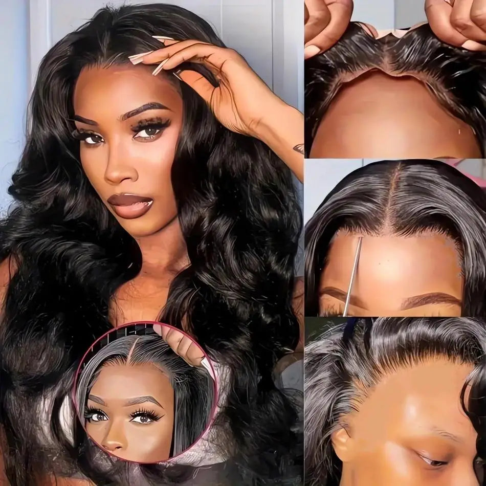 210 Density Glueless Wigs Human Hair Body Wave Lace Front Wigs Human Hair Pre Plucked 4x4 HD Lace Frontal Wigs