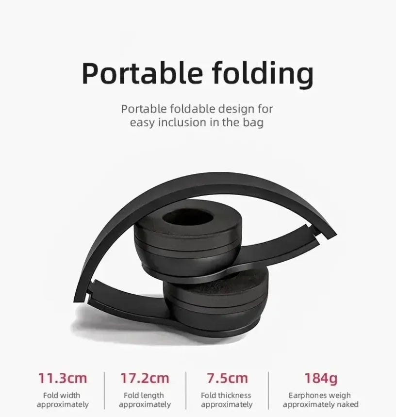 Multifunctional Portable Foldable Headmounted Wireless Bluetooth 5.0 Headset For Bluetooth connection TF Card Wired Connection